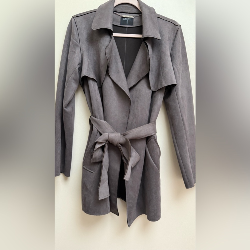 Ellie Tahari suede waist coat with belt